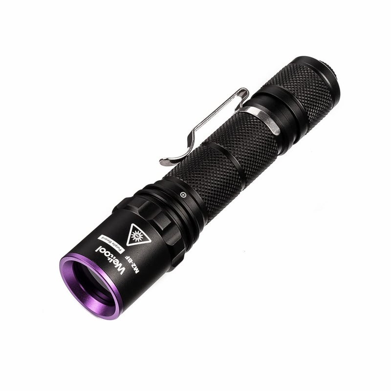 Weltool M2-BF UV Flashlight, Black Light, 365nm UV-A, 1800mW, Stainless Steel, Battery Powered, Portable, 13.5cm - Image 1